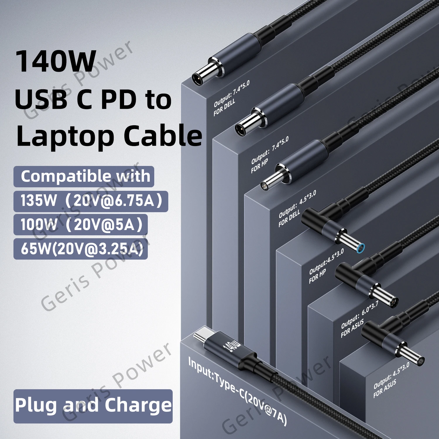 PD 140 Вт 90 Вт 65 Вт USB Type C Универсальный Источник Питания Постоянного Тока Кабель-Адаптер Шнур Быстрой Зарядки Зарядное Устройство для Ноутбука Конвертер для MacBook Asus0