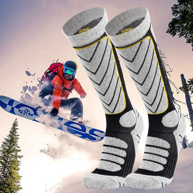 Длинные лыжные носки, зимние теплые носки для снега, термоноски, зимние спортивные носки, дышащие гольфы для катания на лыжах и сноуборде1