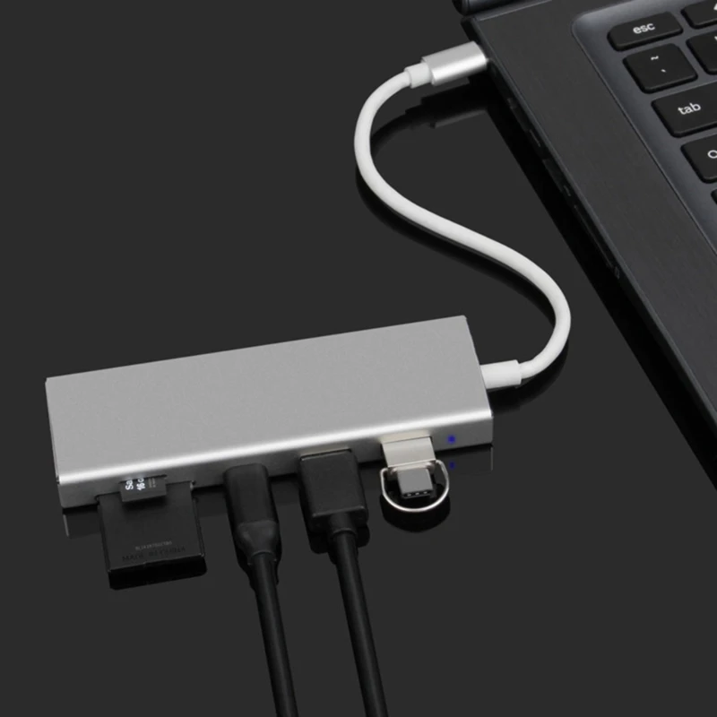 Многопортовый адаптер USB C-концентратор с USB Type C, устройство для чтения карт памяти USB 3.1 SDTF, удлинитель из алюминиевого сплава для ноутбука1