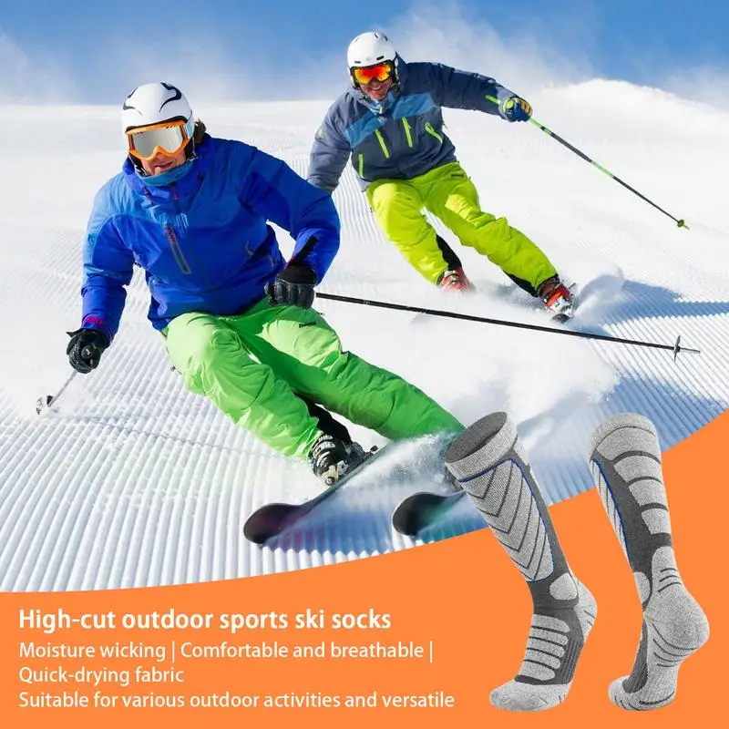 Длинные лыжные носки, зимние теплые носки для снега, термоноски, зимние спортивные носки, дышащие гольфы для катания на лыжах и сноуборде2