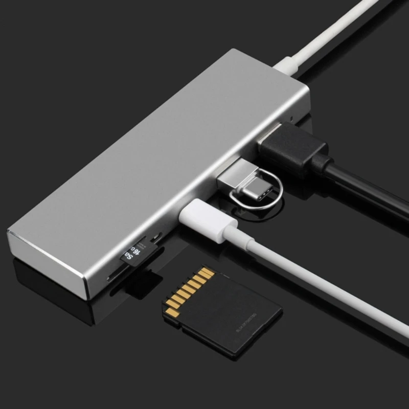 Многопортовый адаптер USB C-концентратор с USB Type C, устройство для чтения карт памяти USB 3.1 SDTF, удлинитель из алюминиевого сплава для ноутбука2
