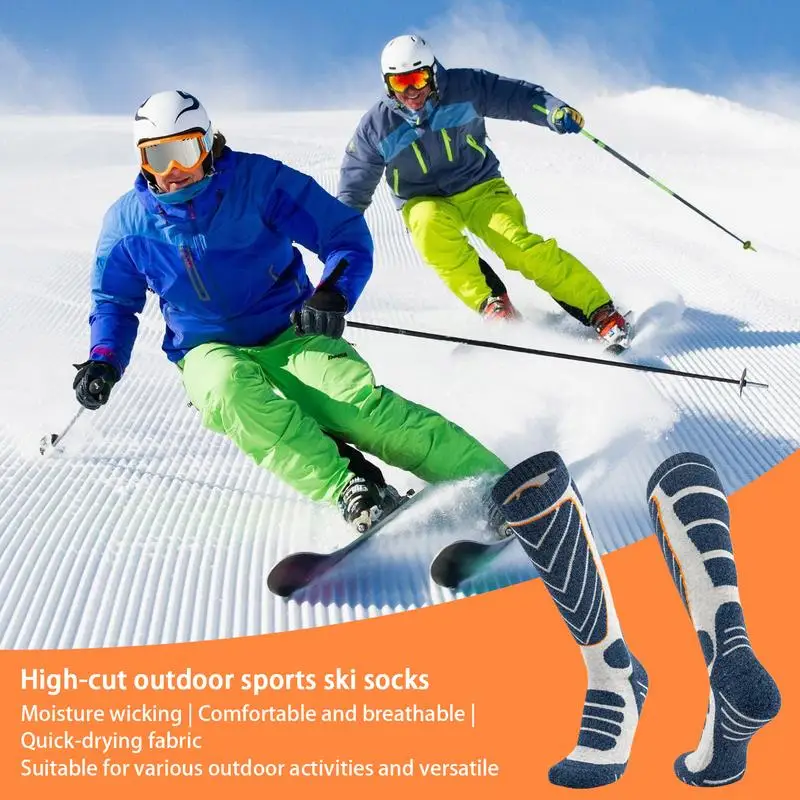 Длинные лыжные носки, зимние теплые носки для снега, термоноски, зимние спортивные носки, дышащие гольфы для катания на лыжах и сноуборде3