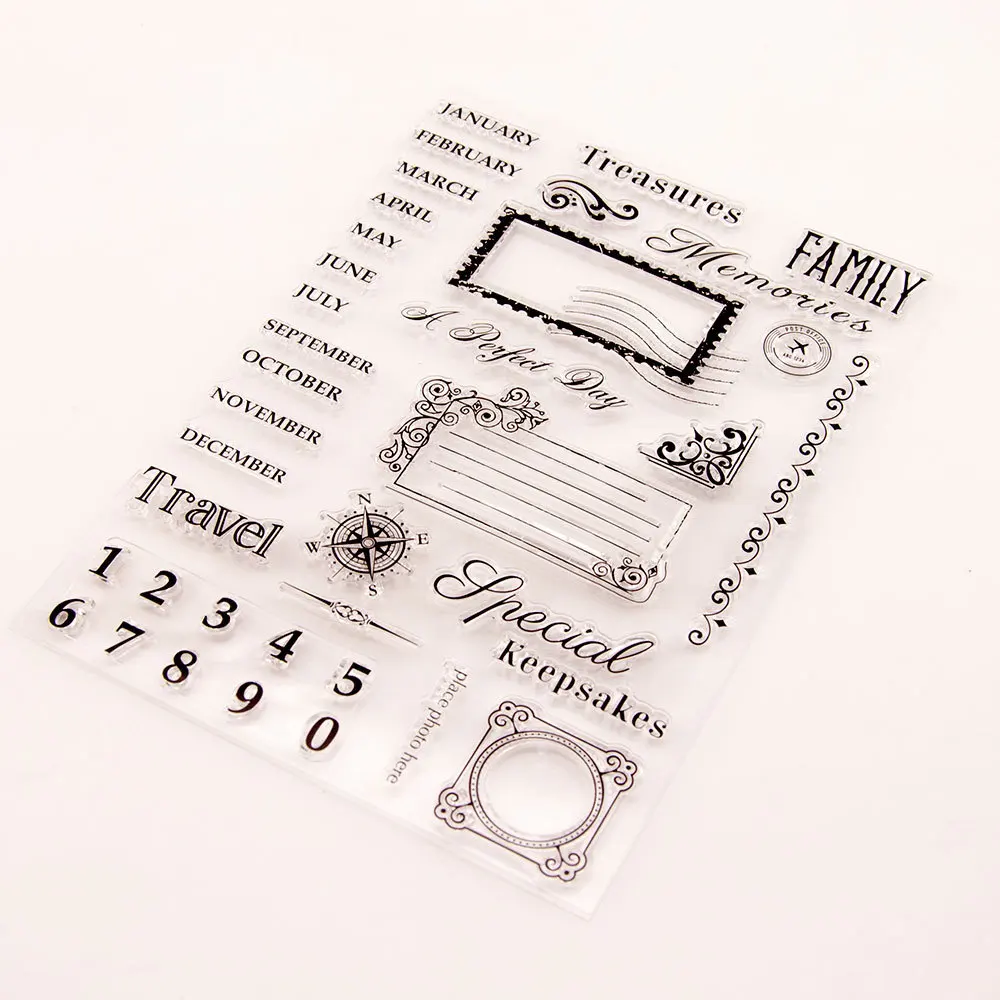 Прозрачный штамп, месячный календарь, прозрачные резиновые штампы для изготовления открыток, украшения для фотоальбома в стиле скрапбукинга 