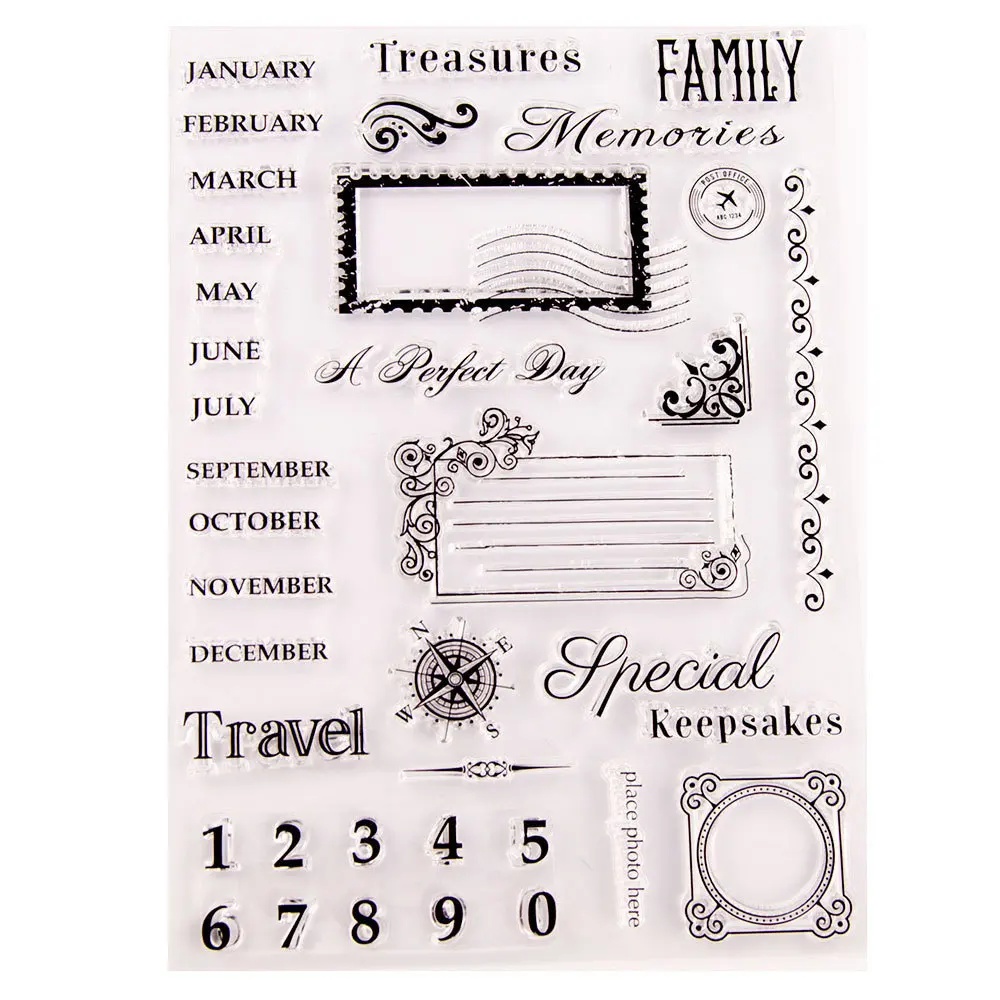 Прозрачный штамп, месячный календарь, прозрачные резиновые штампы для изготовления открыток, украшения для фотоальбома в стиле скрапбукинга 