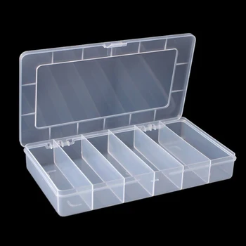 Прямоугольная пластиковая прозрачная коробка с 6 сетками, приманка, Классификация рыболовных снастей, Мелкие хозяйственные инструменты, набор для таблеток и трав.