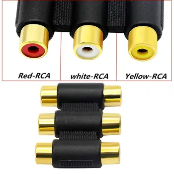 Позолоченный красный, желтый и белый трехпозиционный AV-адаптер 3RCA для женщин, разница в цвете аудио и видео для сидений Lotus Joint