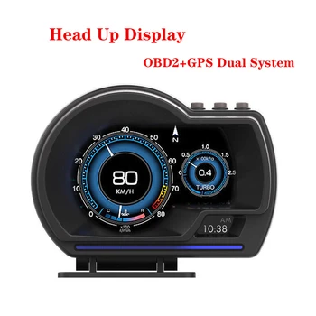 HUD OBD2 + GPS Цифровой Сенсорный Дисплей Автомобильная Электроника Умный Монитор Охранной Сигнализации Температура Воды Масла Обороты в минуту GPS Для Всех автомобилей