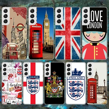 Лондон Великобритания Мягкий чехол с флагом Англии для Samsung Galaxy S23 S22 Ultra S21 Plus S20 FE S10 Lite S9 S8 + S10E S7 Edg