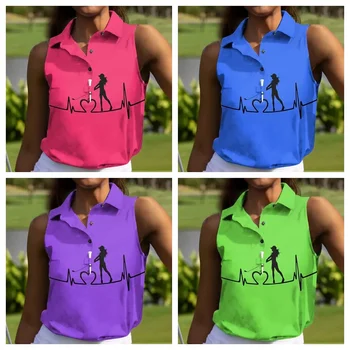 Женская рубашка поло Sunday Swagger, одежда для гольфа, одежда для гольфа, рубашка для гольфа, поло на пуговицах, Дышащая майка без рукавов, блузки