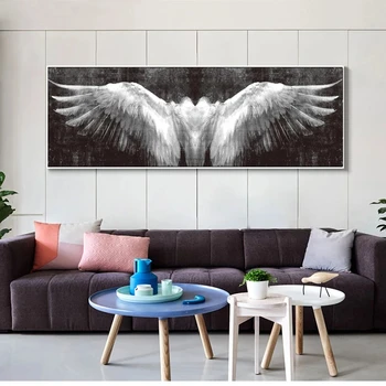 Большие черно-белые крылья Ангела, алмазная живопись, Новинка 2023 года, Мозаичная вышивка крестом, Абстрактное художественное изображение, декор для вышивки стразами