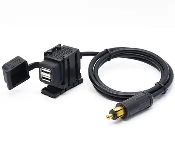 Двойное зарядное устройство USB 5V 2.1A с разъемом Din Hella, кабель длиной 1,8 м для мотоцикла BMW