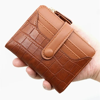 Короткий кошелек с застежкой, защищающей от кражи, из искусственной крокодиловой кожи для мужчин, женская карманная сумка, кошелек с застежкой для карт большой емкости